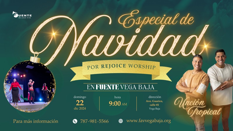 Arte promocional de Especial de Navidad junto a Rejoice